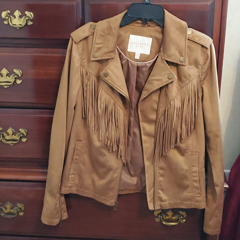 Celebrity pink suede jacket